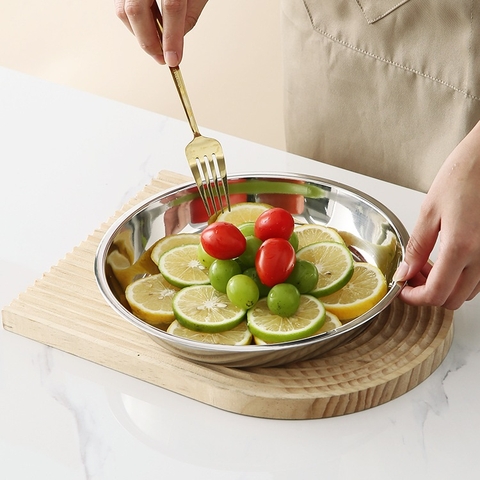 Đĩa ( Dĩa ) tròn inox dày không từ tính, sáng bóng