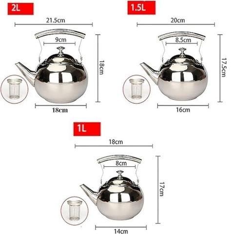 Ấm đun nước Inox dày, sáng bóng, hình ngọc trai có tay cầm Size [ 14, 16, 18cm ]