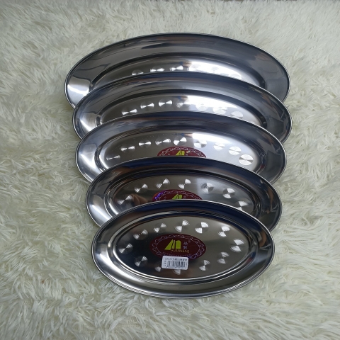 Đĩa ( dĩa ) inox bầu dục cao cấp [size 22,26,30,32,35cm ], dĩa hột xoài không từ tính, nông