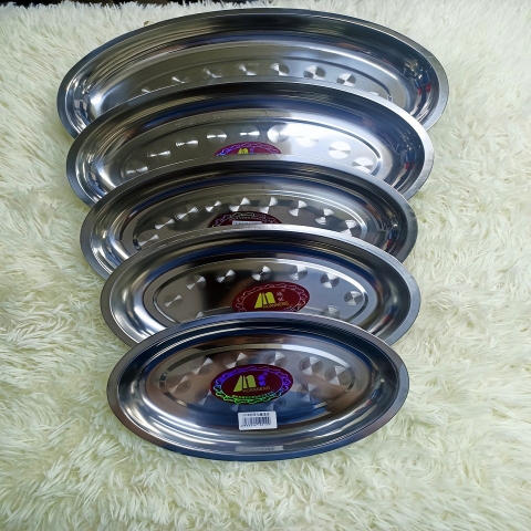 Đĩa ( dĩa ) inox bầu dục cao cấp, dày, sáng bóng [ size 25,28,30,35,40cm ]