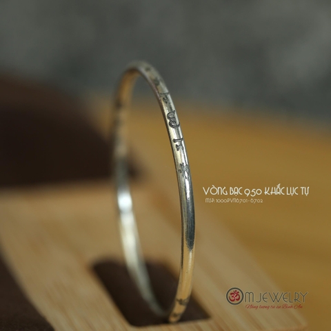 KIỀNG BẠC KHẮC LỤC TỰ OM MANI PADME HUM - S950