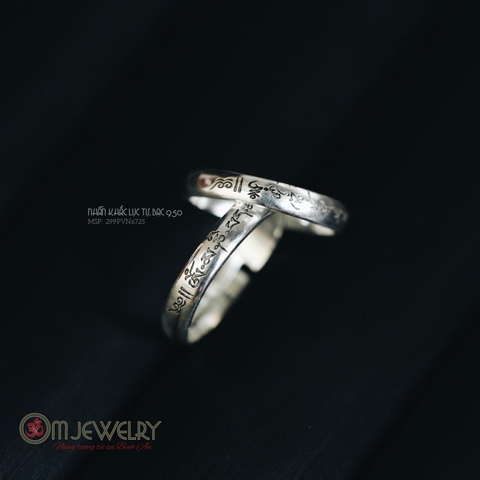 NHẪN BẠC KHẮC LỤC TỰ OM MANI PADME HUM