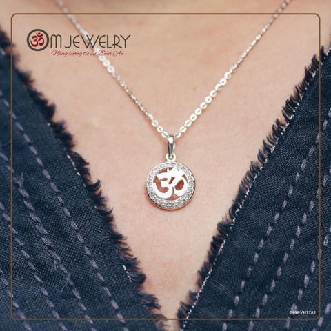 MẶT DÂY CHUYỀN CHỮ OM TRÒN ĐÍNH HẠT S950