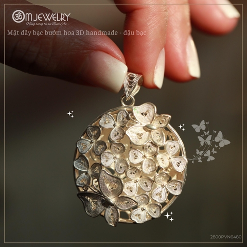 MẶT DÂY BẠC 3D HANDMADE - ĐẬU BẠC BƯỚM HOA