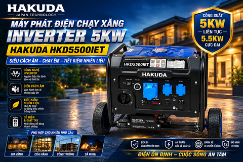 Hakuda HKD5500IET 5KW – Máy Phát Điện Inverter Chạy Xăng Êm Ái, Đáng Đầu Tư