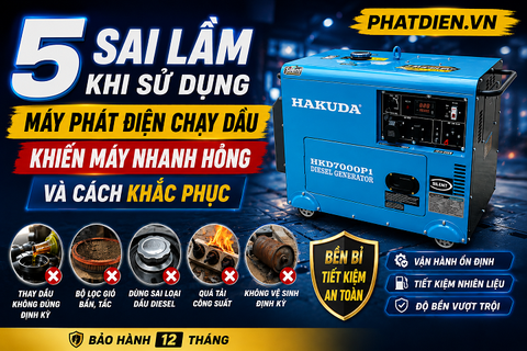 5 Sai Lầm Khi Sử Dụng Máy Phát Điện Chạy Dầu Khiến Máy Nhanh Hỏng Và Cách Khắc Phục