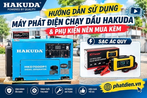 Hướng Dẫn Sử Dụng Máy Phát Điện Chạy Dầu Hakuda & Phụ Kiện Nên Mua Kèm