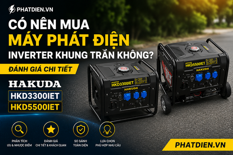 Có Nên Mua Máy Phát Điện Inverter Khung Trần Không? Đánh Giá Chi Tiết Hakuda HKD3300IET & HKD5500IET