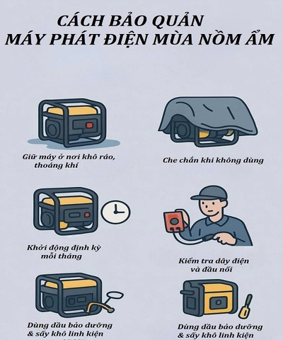 Hướng Dẫn Bảo Quản Máy Phát Điện Khi Thời Tiết Ẩm Ướt, Nồm Ẩm
