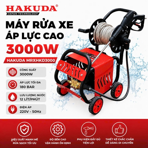 Máy Rửa Xe Áp Lực Cao 3000W Hakuda MRXHKD3000 – Sức Mạnh Vượt Trội