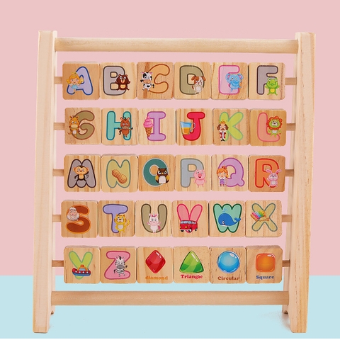 Giá gỗ học bảng chữ song ngữ xoay 2 mặt