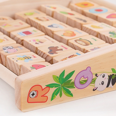 Giá gỗ học bảng chữ song ngữ xoay 2 mặt