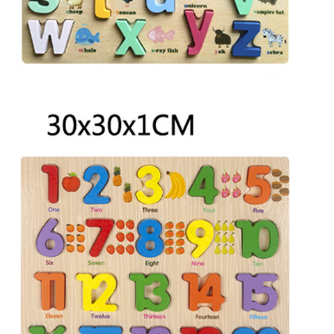 Bảng học số và phép tính có hình minh họa bằng gỗ