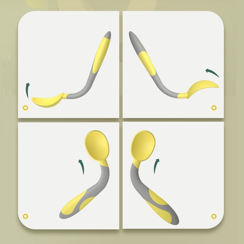 Set Thìa dĩa uốn cong tập xúc Misuta