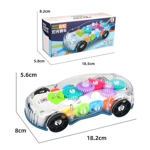 Đồ chơi xe đua trong suốt có đèn, nhạc