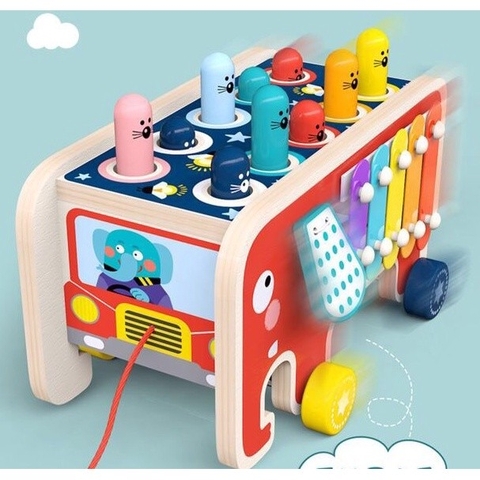 Đồ chơi gỗ đập chuột kết hợp đàn 3N1 hình voi cho bé