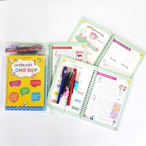 Bộ 3 cuốn sách kèm bút tập viết thần kỳ cho bé