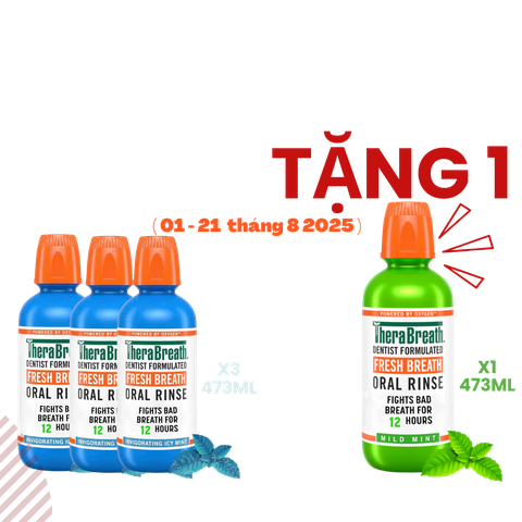 Mua 3 Chai Tặng 1 [Hương Icy Mint – Bạc hà lạnh sâu] Nước súc miệng TheraBreath cho người lớn – Hết hôi miệng, mát miệng, hơi thở thơm lâu