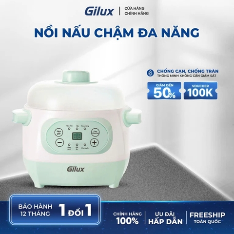Nồi nấu chậm Gilux 1L - Nồi nấu cháo chậm 6 Chức năng Đa năng An toàn Tiện lợi