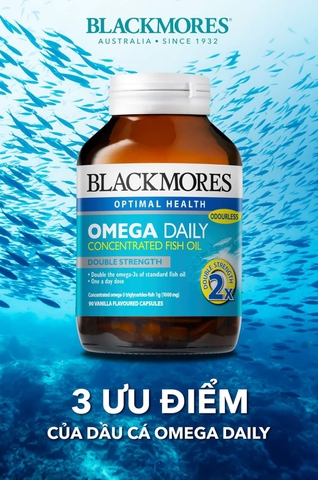 Viên Uống Dầu Cá Blackmores Omega Daily Concentrated Fish Oil Nâng Cao Sức Khỏe Bổ Mắt Đẹp Da Chống Lão Hóa Lọ 90 Viên