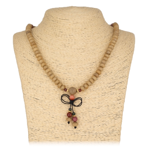 Chuỗi MALA Trầm Hương hạt nút phối đá Chalcedony