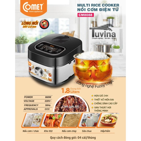 Nồi Cơm Điện Tử Comet 1.8L CM8088 - Lòng Niêu