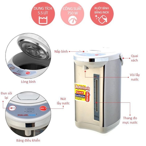 Bình Thủy Điện Khaluck KL-955 5.5L 800W Chính Hãng