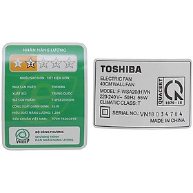 Quạt Treo Tường Toshiba F-WSA20(H)VN - Xám