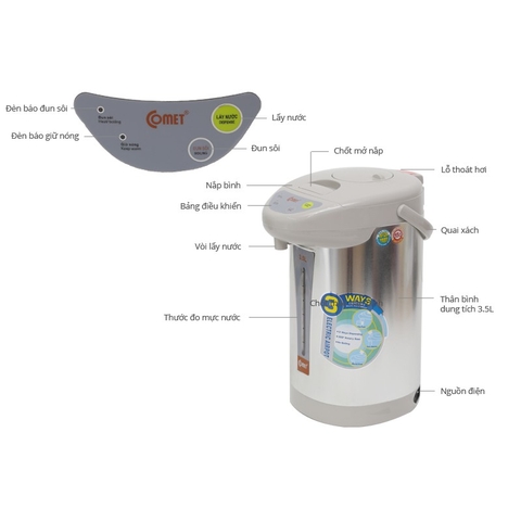 Bình Thủy Điện Comet CM3216 3.6 Lít