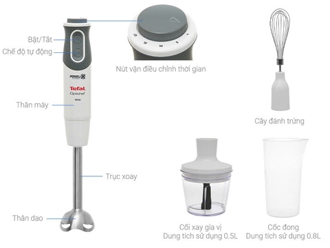 Máy xay sinh tố cầm tay Tefal HB643138 - trắng, 800W