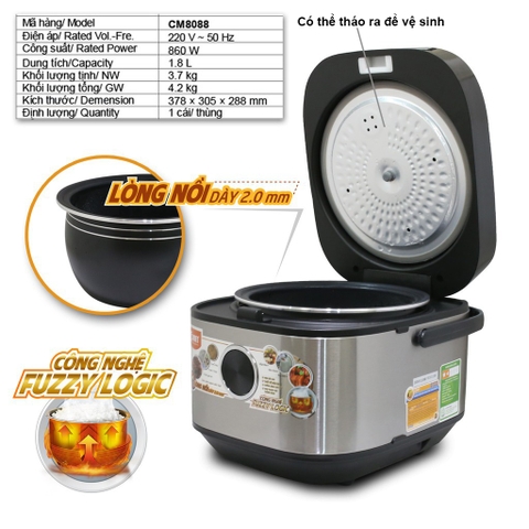Nồi Cơm Điện Tử Comet 1.8L CM8088 - Lòng Niêu