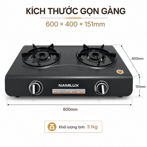 Bếp Gas Đôi Namilux DMH-60NPF Công Suất Cao 8.4kW