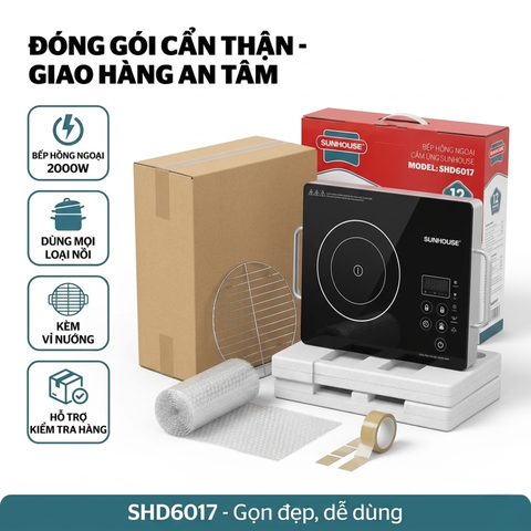 Bếp hồng ngoại cảm ứng SUNHOUSE SHD6017 2000W dùng mọi loại nồi