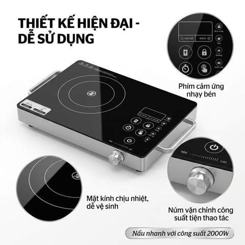 Bếp hồng ngoại cảm ứng SUNHOUSE SHD6017 2000W dùng mọi loại nồi