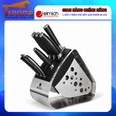Bộ dao inox 7 món cao cấp Elmich EL3800 (4 dao, 1 kéo, 1 thanh mài dao, 1 giá để dao)