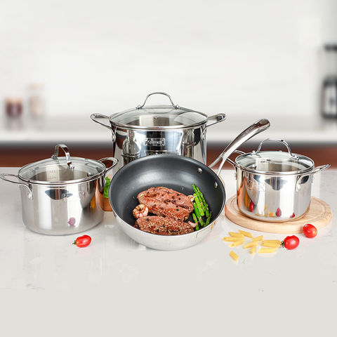 Bộ nồi chảo inox 3 lớp đáy liền Elmich EL-3742
