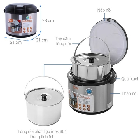 Nồi Ủ Nhiệt Đa Năng Comet CM7661 5 LÍT