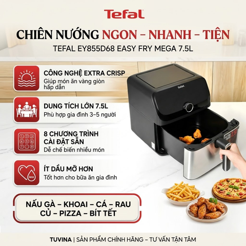 Nồi Chiên Không Dầu Tefal EY855D68 7.5L Easy Fry Mega Chính Hãng