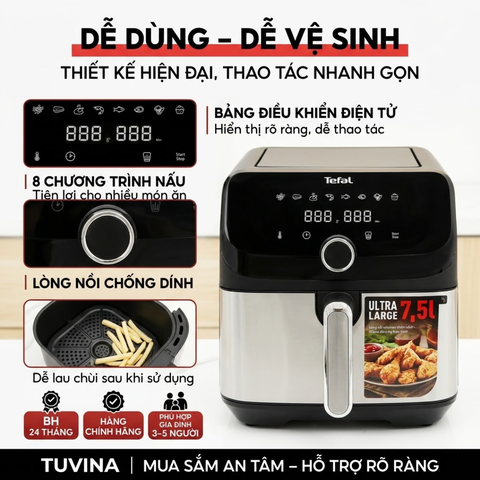 Nồi Chiên Không Dầu Tefal EY855D68 7.5L Easy Fry Mega Chính Hãng