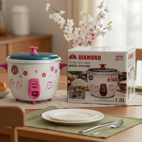 Nồi cơm điện Kim Cương KCS1800 1.8L – Bền đẹp, dễ dùng cho mọi gia đình | TUVINA