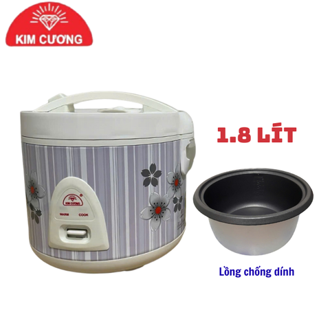 Nồi cơm Kim Cương KC-1.8LG 1.8L – Lòng chống dính – Nắp gài