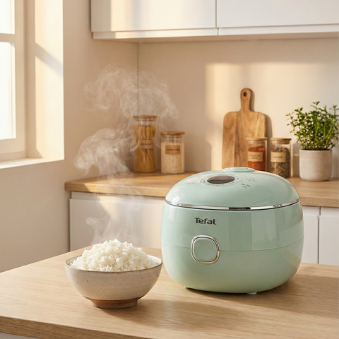 Nồi cơm điện tử mini Tefal POP RK5354Y0 0.7L màu xanh – 8 chế độ nấu