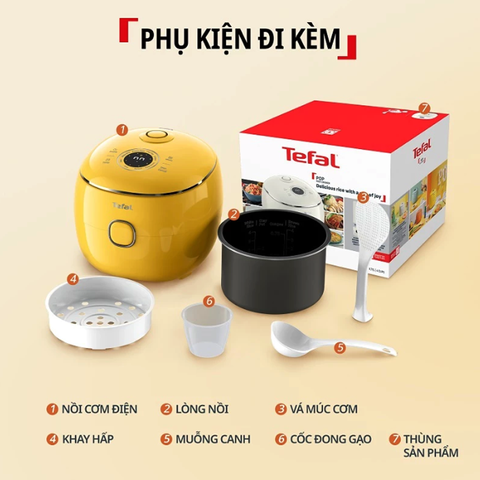 Nồi cơm điện tử Mini Tefal POP RK5352Y0 màu vàng (0.7L) – Nhỏ gọn, nấu đa món