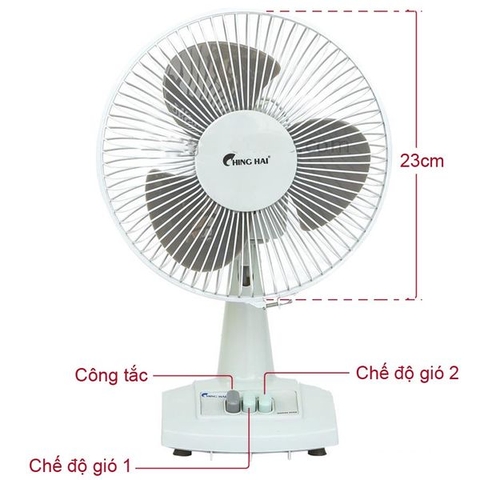 Quạt bàn CHING HAI HD601 24W cánh 23cm – Nhỏ gọn, mát đều cho bàn học & bàn làm việc