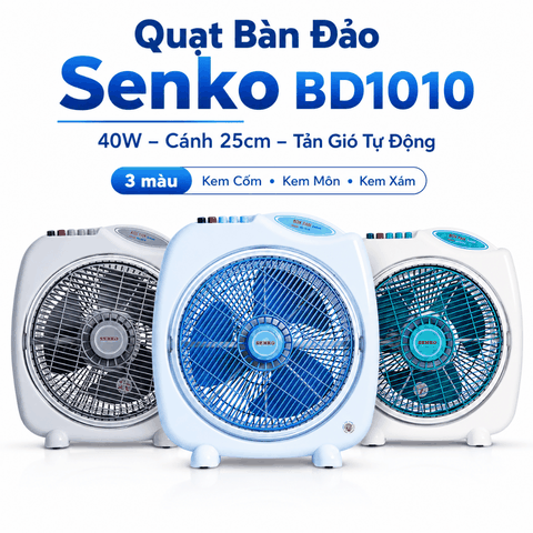 Quạt Bàn Đảo Senko BD1010 40W – Cánh 25cm, Tản Gió Tự Động
