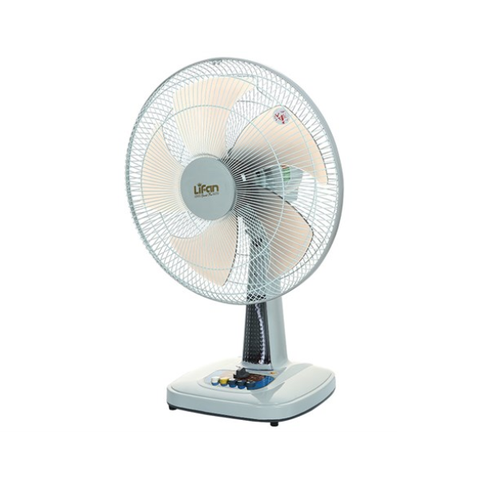 Quạt bàn LIFAN B-398 – 45W, 5 cánh 39.5cm, hẹn giờ 2h, đèn LED | Xám đậm/Xám trắng