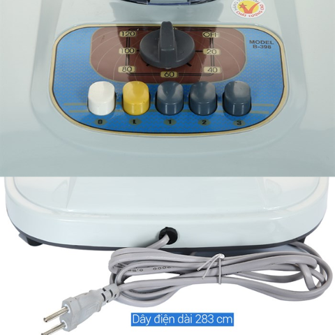 Quạt bàn LIFAN B-398 – 45W, 5 cánh 39.5cm, hẹn giờ 2h, đèn LED | Xám đậm/Xám trắng