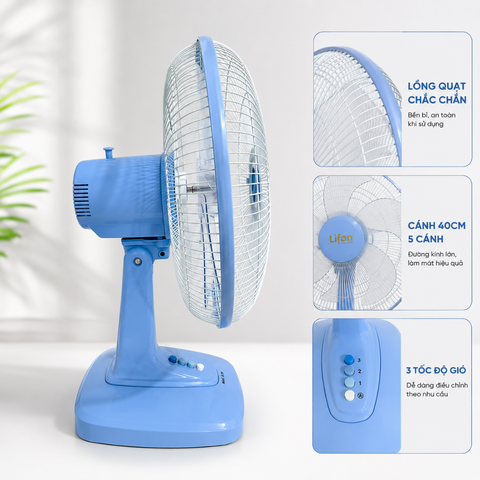 Quạt Bàn LIFAN B-378 45W – Cánh 40cm, 3 Tốc Độ
