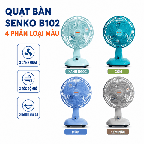 Quạt Bàn Mini Senko B102 20cm 28W Nhỏ Gọn, Tiện Dùng