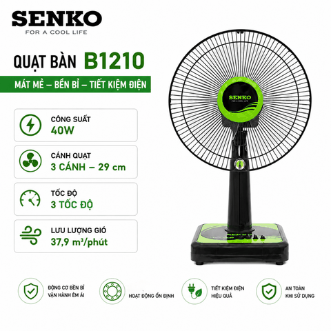 Quạt Bàn Senko B1210 40W – 3 Cánh 29cm, 3 Tốc Độ